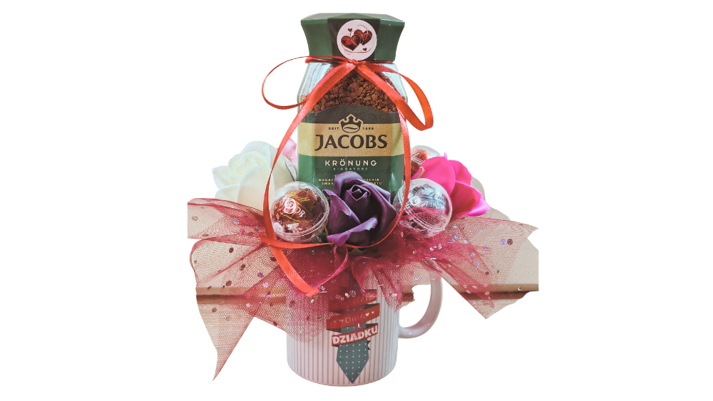 🎁 Prezent dla Dziadka – box z kubkiem „Miłego dnia Dziadku”, kawą Jacobs i słodyczami
